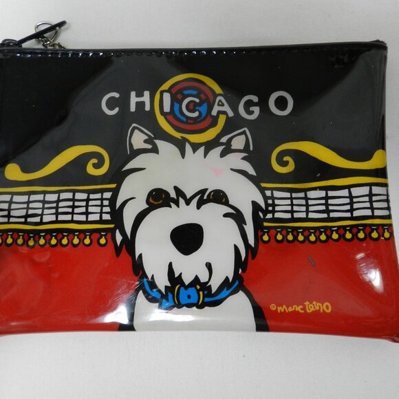 Marc Tetro Westie Chicago dog puppy make up bag pouch coated Canvas zip 8 x 5.5 - Picture 5 of 9